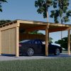 Trecarport LUNA F med L-formet vegg, 3,2 x 6 m