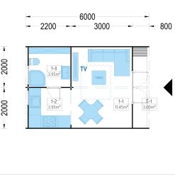 Trehytte BRETA (44 mm), 4×6 m, 24 m²