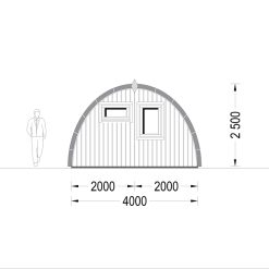 Trehytte BRETA (44 mm), 4×6 m, 24 m²