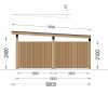 Trecarport LUNA F med L-formet vegg, 3,2 x 6 m