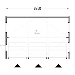 Trippel tregarasje SILVIA TRIO, 9×6 m, 54 m² (34 mm + trekledning)