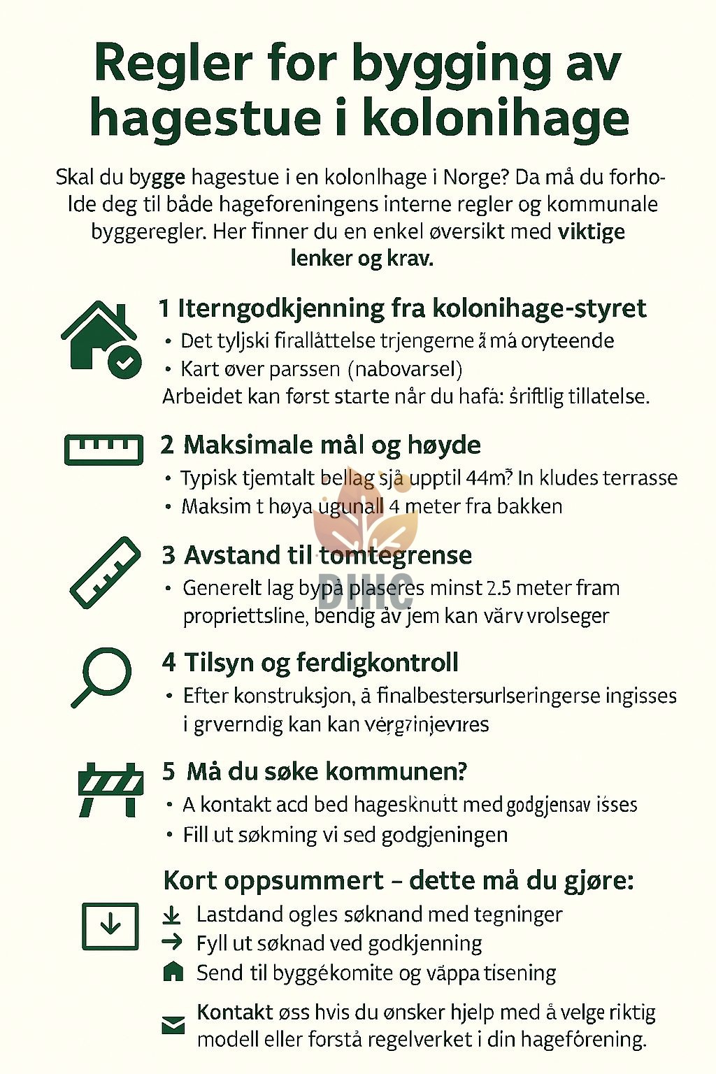 Regler for bygging av hagestue i kolonihage