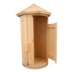 Rund utendørs dusj i tre Ø1.1 m